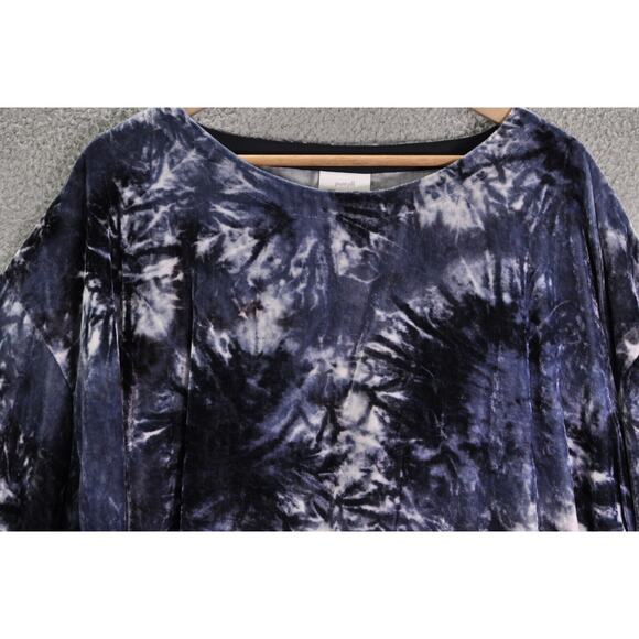 NWT J.Jill Top‎ Women's XL Pure Jill Blue Velvet Tie Dye 3/4 Sleeve Soft Boho - Picture 2 of 8
